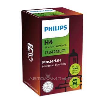 H4 24V- 75/70W (P43t) (+. ) MasterLife 13342MLC1